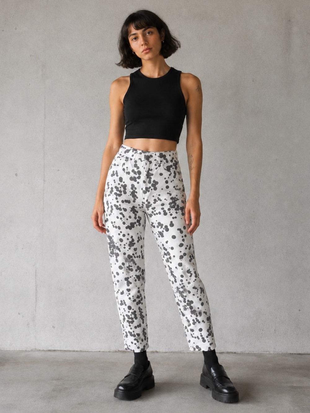 Lazy Oaf Dalmatian Spot Print High Waist Mom Jeans Size 26